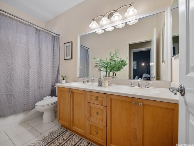 95-1073 Loea St, Honolulu, HI 96789 - full bath with tile patterned flooring, double vanity, toilet, ensuite bathroom, and shower / bath combo
