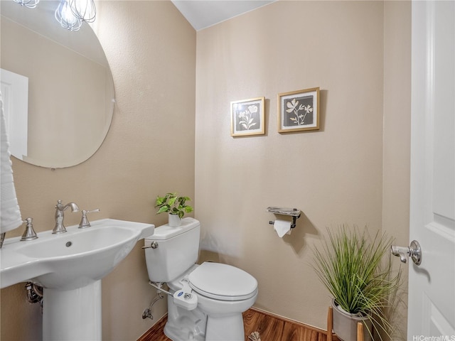 95-1073 Loea St, Honolulu, HI 96789 - bathroom with toilet, wood finished floors, and a sink