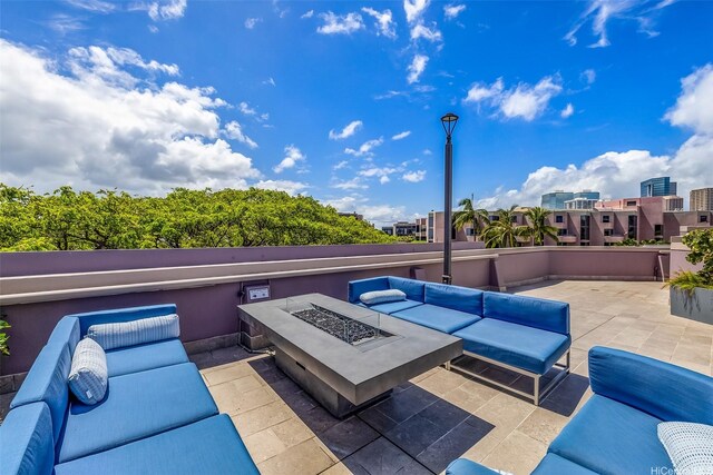 415 S St Unit 4202, Honolulu, HI 96813 - view of patio featuring an outdoor living space with a fire pit