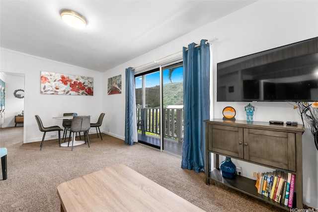 1681 Mahani Loop, Honolulu, HI 96819 - carpeted living room featuring lofted ceiling and baseboards