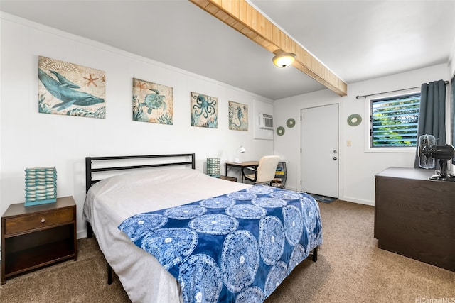 1681 Mahani Loop, Honolulu, HI 96819 - bedroom with carpet flooring, a wall unit AC, and baseboards