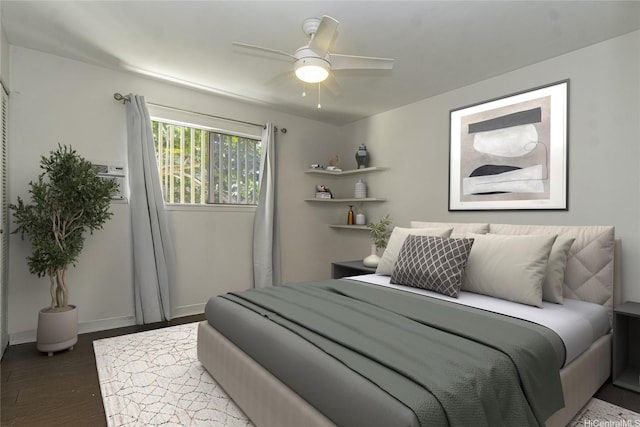 1492 Halekoa Dr, Honolulu, HI 96821 - bedroom featuring wood finished floors, baseboards, and ceiling fan