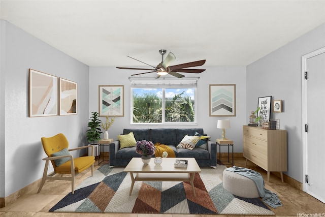 68-077 Au St Unit 3E, Waialua, HI 96791 - living area with ceiling fan and baseboards