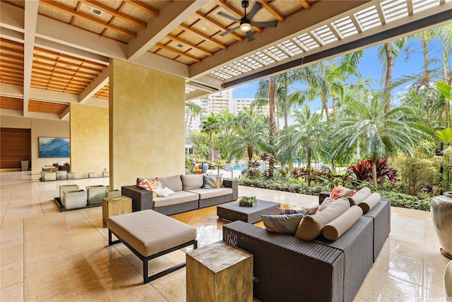 1551 Ala Wai Blvd Unit 1603, Honolulu, HI 96815 - view of patio featuring an outdoor living space and a ceiling fan
