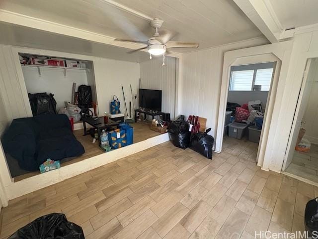 1704 Kamamalu Ave, Honolulu, HI 96813 - living area featuring light wood finished floors and a ceiling fan