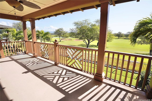 91-1103 Waikai St, Ewa Beach, HI 96706 - balcony featuring a ceiling fan and golf course view