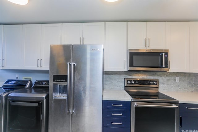 444 Lunalilo Home Rd Unit 226, Honolulu, HI 96825 - kitchen with appliances with stainless steel finishes, washer and dryer, light countertops, and white cabinetry