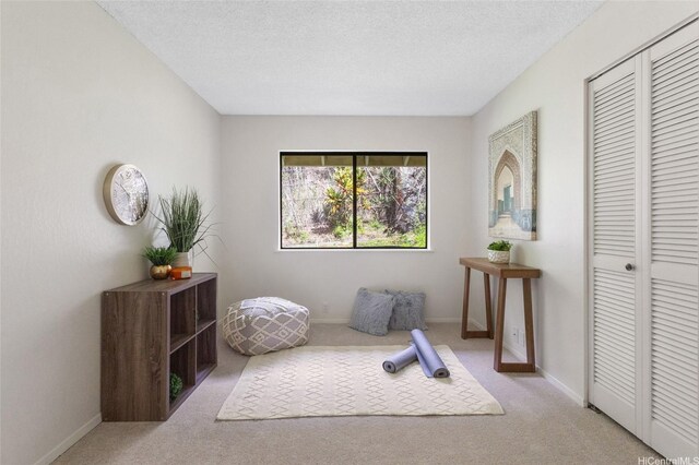 1630 Kalaniiki St Unit 31, Honolulu, HI 96821 - living area featuring carpet flooring, baseboards, and a textured ceiling