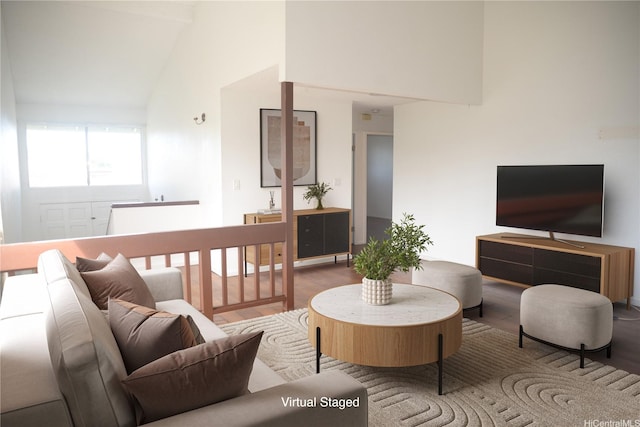 98-524 Lulu Pl Unit 84, Aiea, HI 96701 - living area featuring wood finished floors and high vaulted ceiling