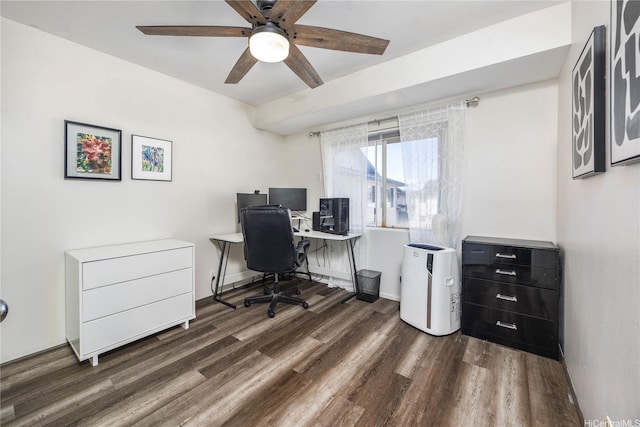 91-1026 Laulauna St Unit 10A, Ewa Beach, HI 96706 - home office featuring wood finished floors and a ceiling fan