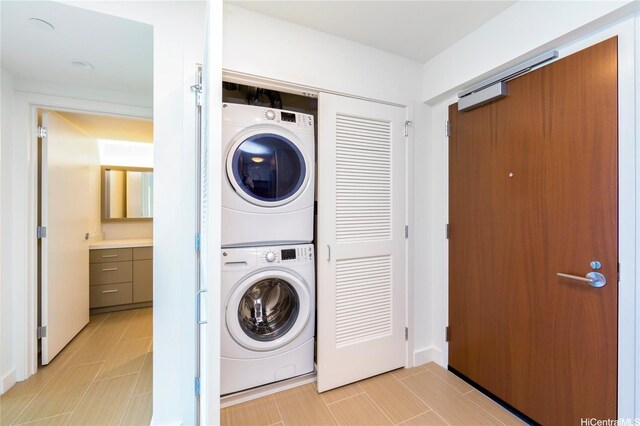 600 Ala Moana Blvd Unit 1907, Honolulu, HI 96813 - laundry room with stacked washing machine and dryer