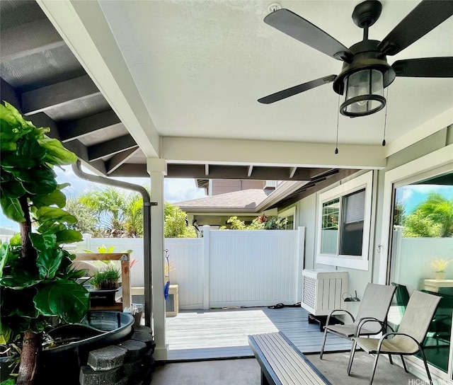 91-1227 Kamaaha Ave Unit 302, Kapolei, HI 96707 - view of patio with a wooden deck and ceiling fan