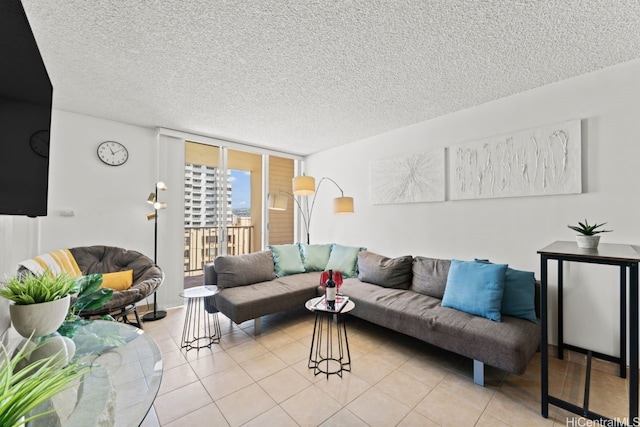 2452 Tusitala St Unit 1101, Honolulu, HI 96815 - tiled living area with a textured ceiling