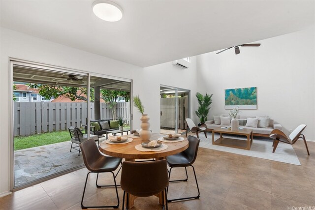 549 Keolu Dr Unit C, Kailua, HI 96734 - dining area with a wall unit AC, ceiling fan, and baseboards