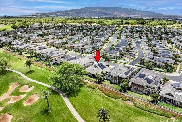 91-1338 Kaiokia St, Ewa Beach, HI 96706 - aerial perspective of suburban area featuring a mountain backdrop and a golf course