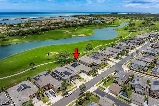 91-1338 Kaiokia St, Ewa Beach, HI 96706 - aerial perspective of suburban area featuring a large body of water and a local golf course