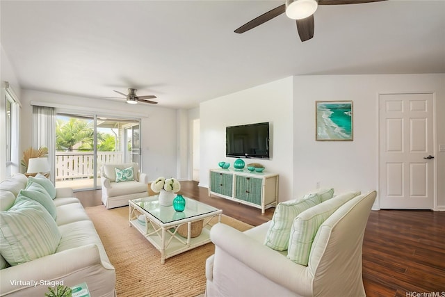 91-1058 Kekuilani Loop Unit 1605, Kapolei, HI 96707 - living room featuring ceiling fan and wood finished floors