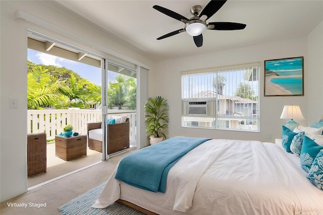 91-1058 Kekuilani Loop Unit 1605, Kapolei, HI 96707 - bedroom featuring access to outside, cooling unit, multiple windows, and a ceiling fan