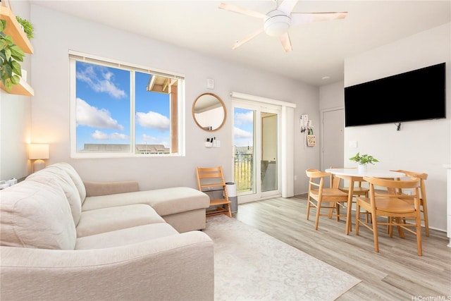 91-3575 Kamolehonua St Unit 1413, Ewa Beach, HI 96706 - living room featuring wood finished floors and a ceiling fan