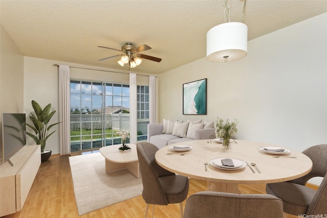 92-1045 Lalahi St Unit 102, Kapolei, HI 96707 - dining space featuring ceiling fan, a textured ceiling, and light wood-style flooring