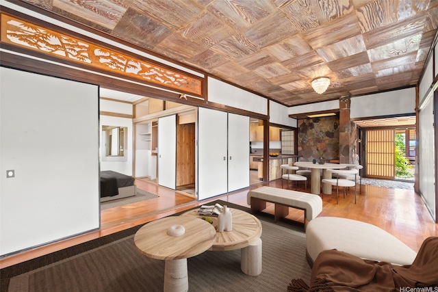 748 Ocean View Dr, Honolulu, HI 96816 - living area with wood finished floors and french doors
