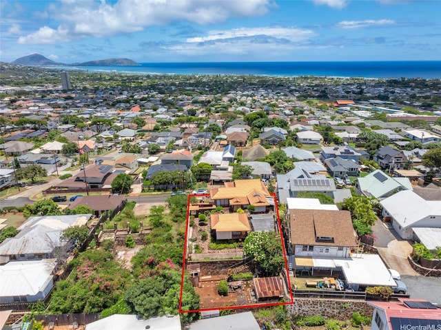748 Ocean View Dr, Honolulu, HI 96816 - aerial view of residential area with property parcel outlined and a large body of water