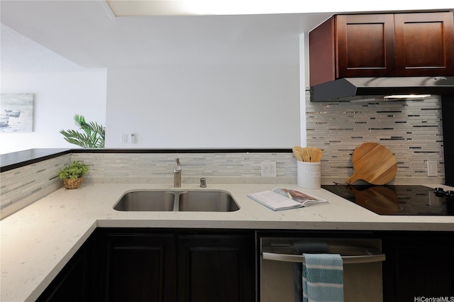 217 Prospect St Unit A14, Honolulu, HI 96813 - kitchen with backsplash, ventilation hood, dishwasher, and black electric stovetop