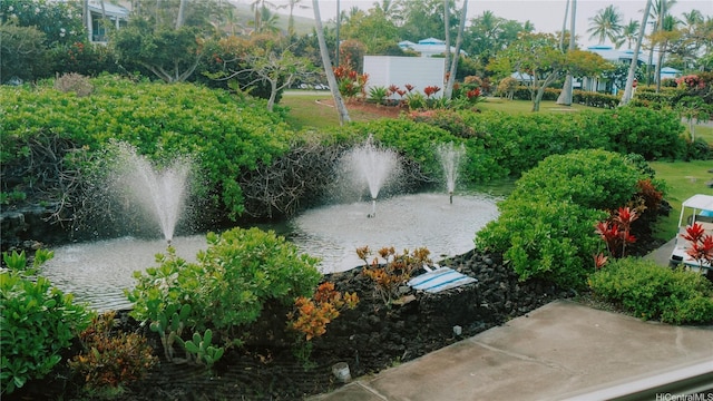 view of yard with a water view