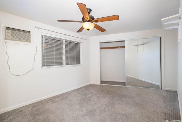 739 Kinalau Pl Unit 1, Honolulu, HI 96813 - unfurnished bedroom with carpet flooring, a wall unit AC, a closet, and ceiling fan