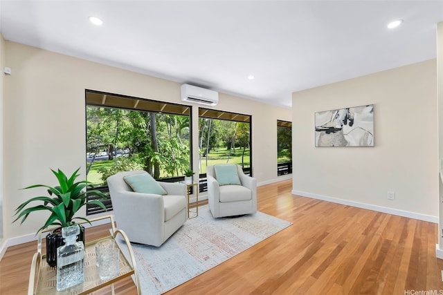 3002 Diamond Head Rd, Honolulu, HI 96815 - living area with an AC wall unit, healthy amount of natural light, baseboards, and recessed lighting