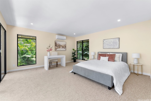3002 Diamond Head Rd, Honolulu, HI 96815 - bedroom featuring an AC wall unit, carpet, baseboards, and recessed lighting