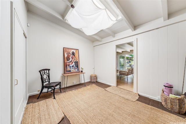 520 Papalani St, Kailua, HI 96734 - living area featuring beamed ceiling and carpet floors