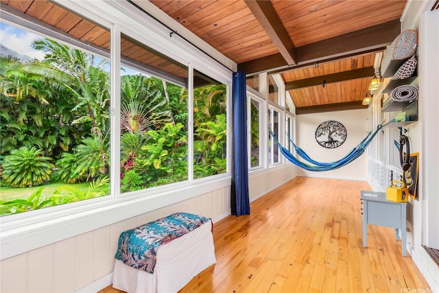 1149 Maunawili Rd, Kailua, HI 96734 - corridor with wood ceiling and hardwood / wood-style flooring