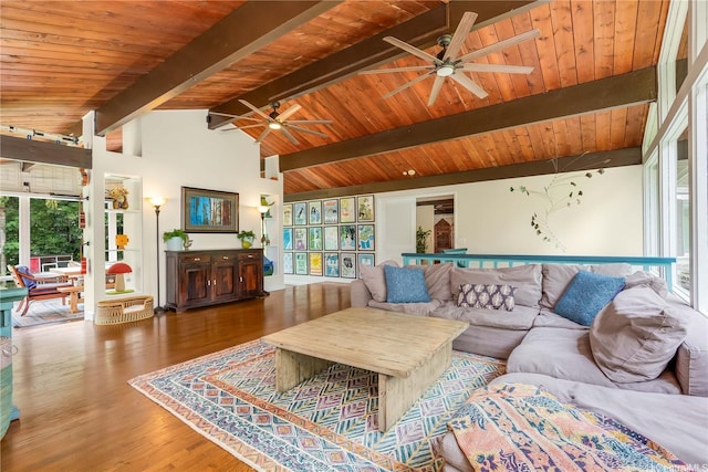 1149 Maunawili Rd, Kailua, HI 96734 - living area featuring ceiling fan, healthy amount of natural light, wood finished floors, and wooden ceiling