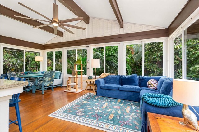 1149 Maunawili Rd, Kailua, HI 96734 - sunroom featuring wood finished floors and a deck