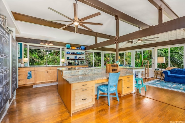 1149 Maunawili Rd, Kailua, HI 96734 - office with a ceiling fan, plenty of natural light, and wood finished floors