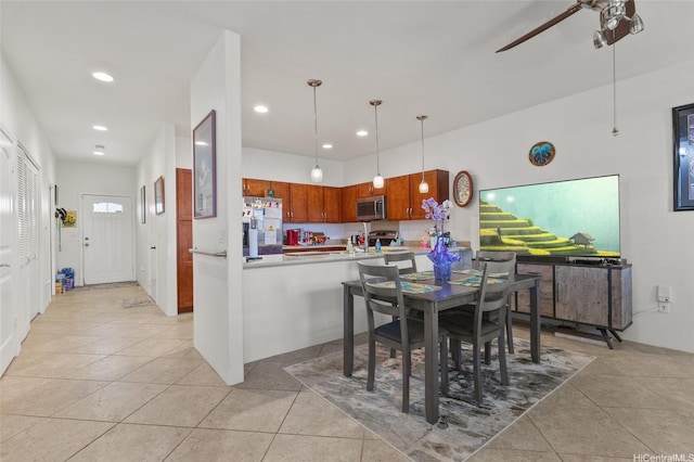 1166 Kukulu St Unit 706, Kapolei, HI 96707 - dining area featuring ceiling fan, light tile patterned floors, and recessed lighting