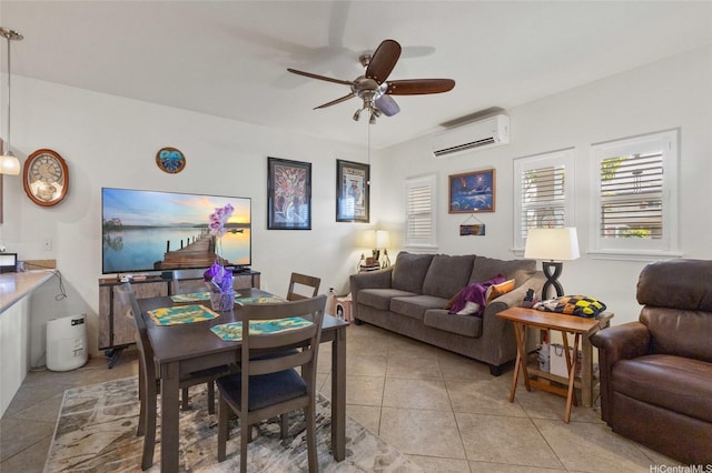 1166 Kukulu St Unit 706, Kapolei, HI 96707 - dining space featuring a wall mounted AC, light tile patterned flooring, and ceiling fan
