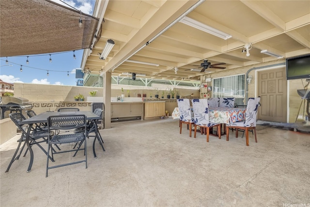 94-1090 Kuhaulua St, Waipahu, HI 96797 - view of patio / terrace featuring outdoor dining space, a ceiling fan, and area for grilling