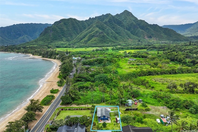 53-440 Kamehameha Hwy Unit 8, Hauula, HI 96717 - aerial overview of property's location featuring a water and mountain view and property parcel outlined