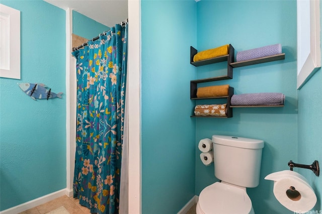 53-440 Kamehameha Hwy Unit 8, Hauula, HI 96717 - full bathroom with baseboards, a shower with curtain, toilet, and tile patterned floors