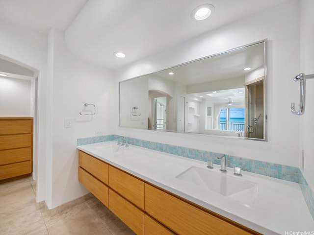 756 Mokulua Dr, Kailua, HI 96734 - full bath featuring double vanity and tile patterned flooring