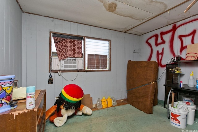 756 Iaukea St, Honolulu, HI 96813 - miscellaneous room featuring cooling unit and wooden walls