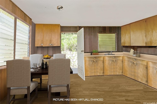 756 Iaukea St, Honolulu, HI 96813 - kitchen with light wood finished floors, a sink, and light countertops