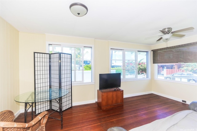 725 Kalolina Pl, Kailua, HI 96734 - living room with hardwood / wood-style floors, baseboards, and ceiling fan