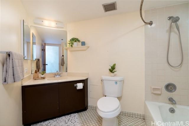 300 Wai Nani Way Unit 1815, Honolulu, HI 96815 - bathroom featuring vanity, toilet, bathing tub / shower combination, tile patterned floors, and baseboards