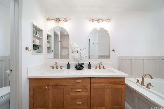 91-1124 Kai Oio St, Ewa Beach, HI 96706 - bathroom with double vanity, toilet, and a garden tub