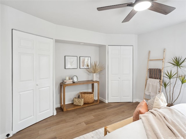 87-153 Kimo St, Waianae, HI 96792 - living area with a ceiling fan, wood finished floors, and baseboards