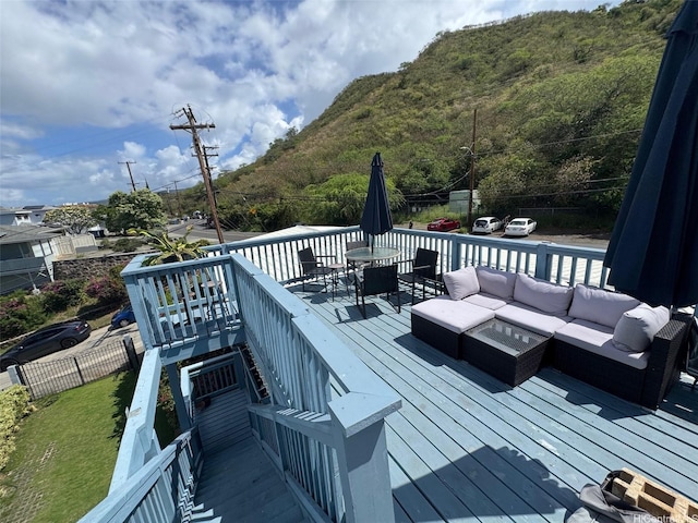 1617 Miller St Unit 3, Honolulu, HI 96813 - wooden deck with an outdoor hangout area and outdoor dining area