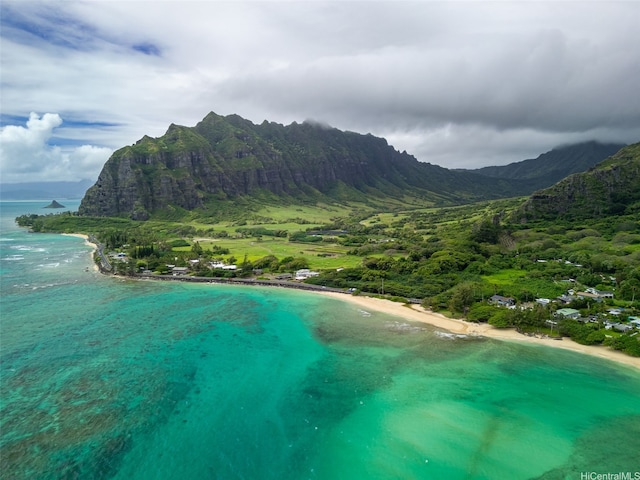 51-17 Kaaawa Pl, Kaaawa, HI 96730 - view of mountain backdrop featuring waterfront with a beach
